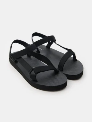 Sinsay - Sandały z materiałowymi paskami - czarny