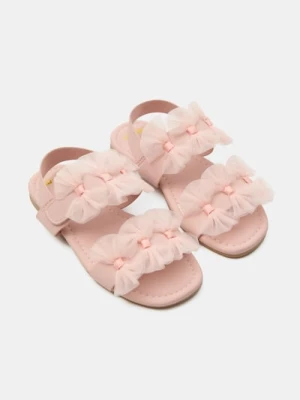 Sinsay - Sandały z ozdobnym tiulem zapinane na rzep - różowy