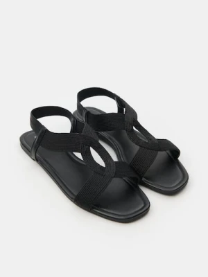 Sinsay - Sandały z plecionymi paskami - czarny