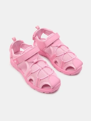 Sinsay - Sandały z siateczką i odblaskowymi detalami zapinane na rzep - różowy