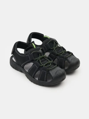 Sinsay - Sandały ze skórzaną wkładką z regulowanym zapięciem - czarny