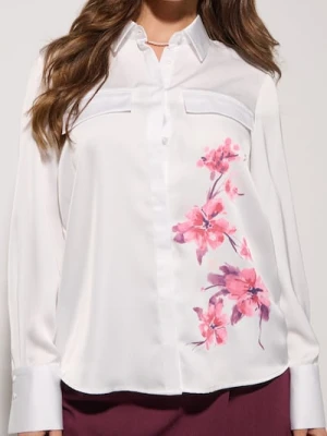 Sinsay - Satynowa koszula z kieszeniami - różowy