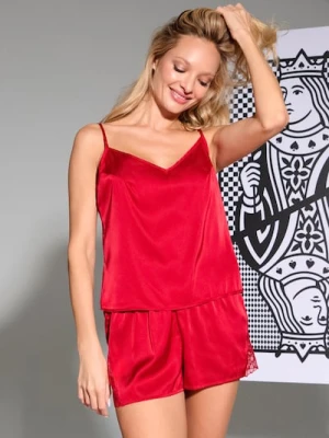Sinsay - Satynowa piżama dwuczęściowa na ramiączkach - czerwony