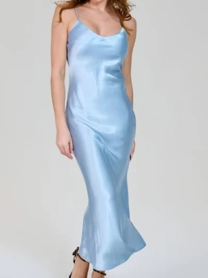 Sinsay - Satynowa sukienka na ramiączkach - błękitny