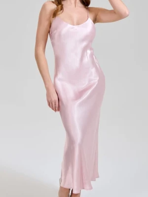 Sinsay - Satynowa sukienka na ramiączkach - różowy