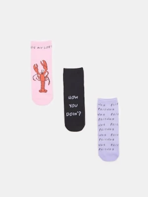 Sinsay - Skarpetki bawełniane Friends 3 pack - wielobarwny
