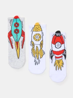 Sinsay - Skarpetki krótkie z nadrukiem 3 pack - wielobarwny