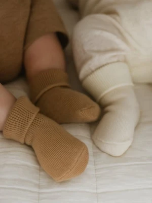 Sinsay - Skarpetki niemowlęce z domieszką wełny 2 pack - kremowy