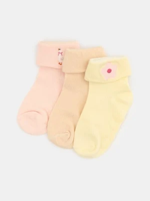 Sinsay - Skarpetki niemowlęce z ozdobnym haftem 3 pack - wielobarwny