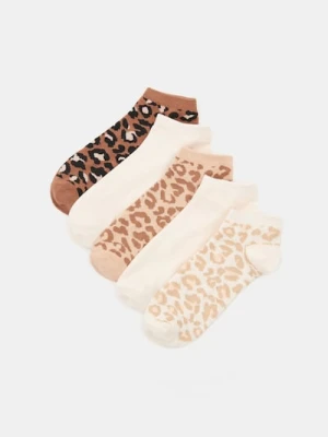Sinsay - Skarpetki we wzór w panterkę 5 pack - beżowy