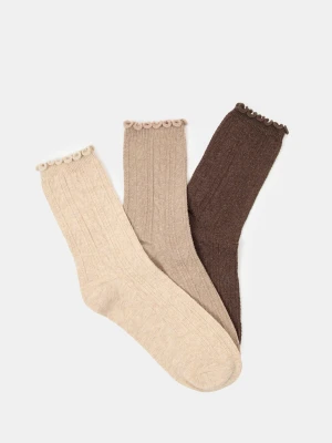 Sinsay - Skarpetki z bawełną 3 pack - beżowy