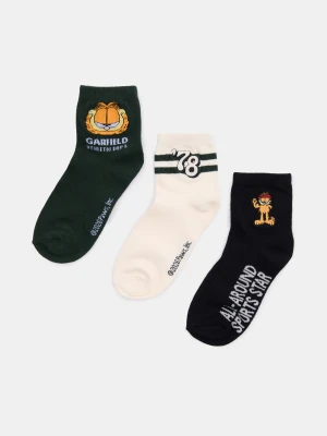 Sinsay - Skarpetki z bawełną 3 pack Garfield - zielony