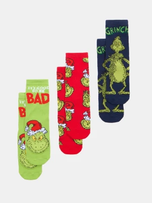 Sinsay - Skarpetki z bawełną 3 pack Grinch - wielobarwny