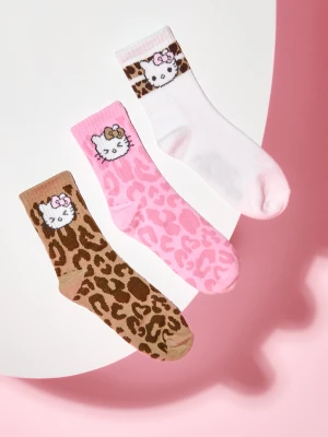 Sinsay - Skarpetki z bawełną 3 pack Hello Kitty - beżowy