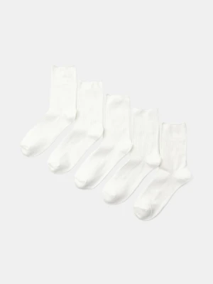 Sinsay - Skarpetki z bawełną 5 pack - kremowy