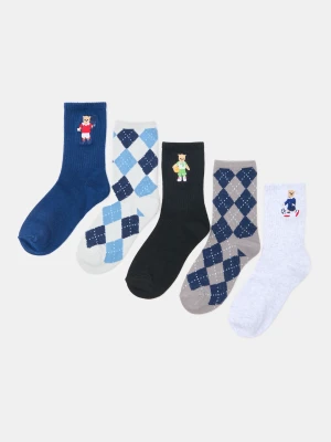 Sinsay - Skarpetki z bawełną i motywem misia 5 pack - wielobarwny