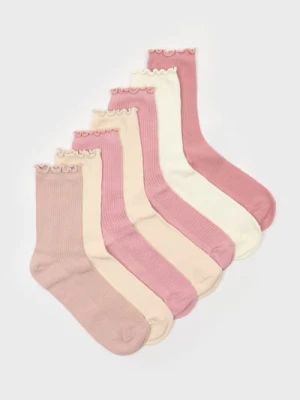 Sinsay - Skarpetki z falbanką 7 pack - różowy