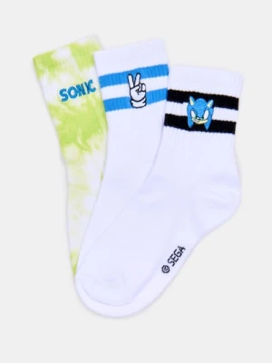 Sinsay - Skarpetki z haftem 3 pack Sonic the Hedgehog - biały