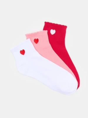 Sinsay - Skarpetki z haftem w kształcie serca 3 pack - wielobarwny