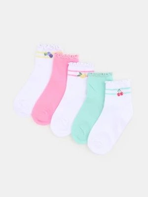 Sinsay - Skarpetki z haftowanymi owocami 5 pack - fioletowy