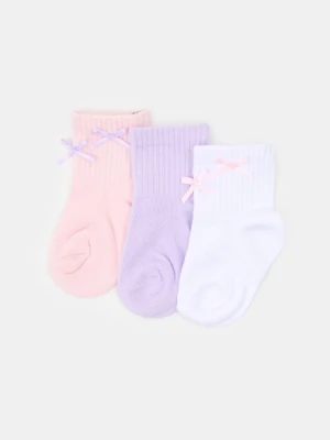 Sinsay - Skarpetki z kokardkami z bawełną 3 pack - wielobarwny