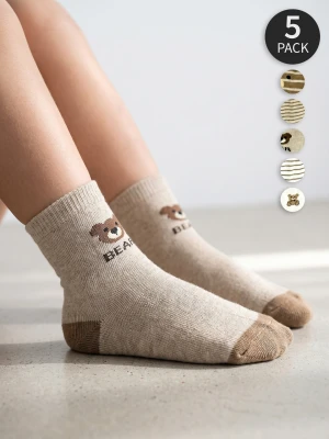 Sinsay - Skarpetki z motywem misia 5 pack - wielobarwny