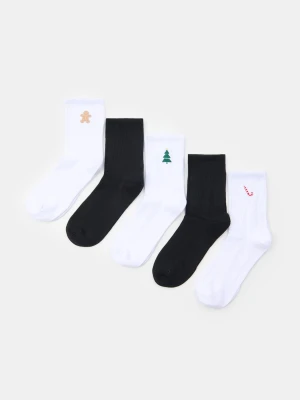 Sinsay - Skarpetki z motywem świątecznym 5 pack - wielobarwny