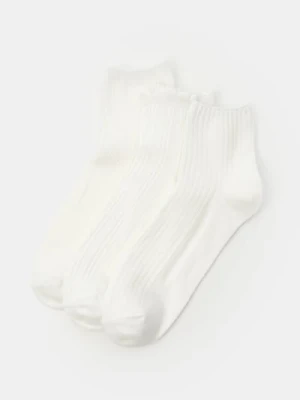 Sinsay - Skarpetki z wykończeniem falbankowym 3 pack - biały