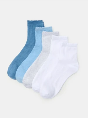 Sinsay - Skarpetki z wykończeniem falbankowym 5 pack - błękitny