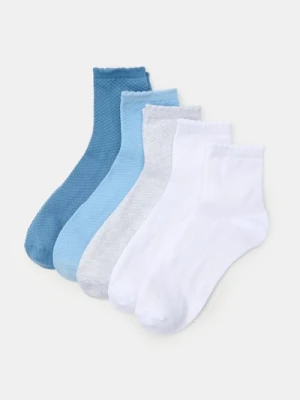 Sinsay - Skarpetki z wykończeniem falbankowym 5 pack - błękitny