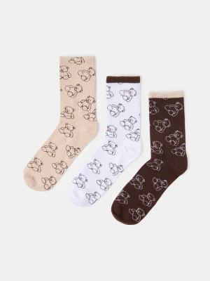 Sinsay - Skarpetki ze wzorem misiów 3 pack - wielobarwny