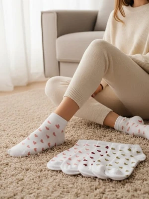 Sinsay - Skarpetki ze wzorkiem 5 pack - biały