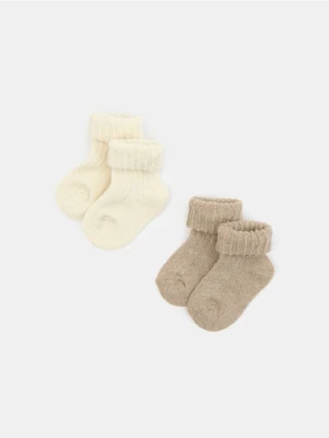Sinsay - Skarpety niemowlęce z domieszką wełny 2 pack - beżowy