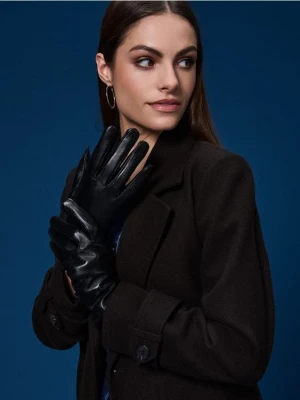 Sinsay - Skórzane rękawiczki - czarny