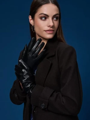 Sinsay - Skórzane rękawiczki - czarny