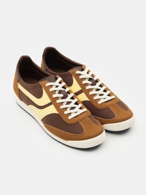 Sinsay - Sneakersy sznurowane niskie - brązowy