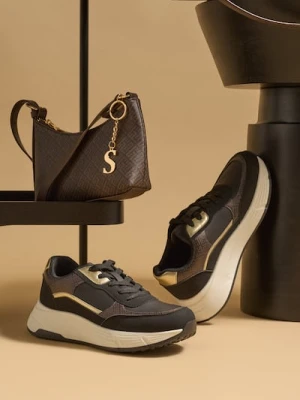 Sinsay - Sneakersy sznurowane z okrągłym nosem - czarny