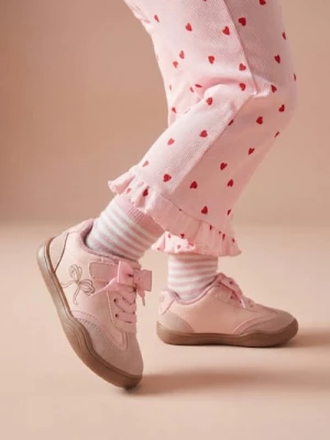 Sinsay - Sneakersy typu barefoot z haftowaną kokardą i skórzaną wkładką - różowy