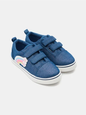 Sinsay - Sneakersy z bawełnianą wkładką na rzepy - granatowy