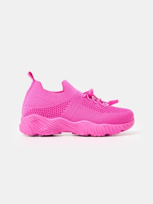 Sinsay - Sneakersy z dzianinową cholewką - różowy