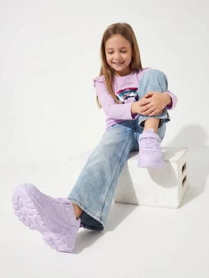 Sinsay - Sneakersy z siateczki z lekką podeszwą ze skórzaną wkładką - fioletowy