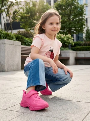 Sinsay - Sneakersy zapinane na rzep i elastycznymi sznurówkami - różowy