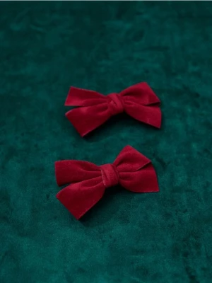 Sinsay - Spinki do włosów w kształcie kokardy 2 pack - bordowy