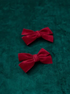 Sinsay - Spinki do włosów w kształcie kokardy 2 pack - bordowy