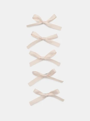 Sinsay - Spinki do włosów w kształcie kokardy 5 pack - kremowy
