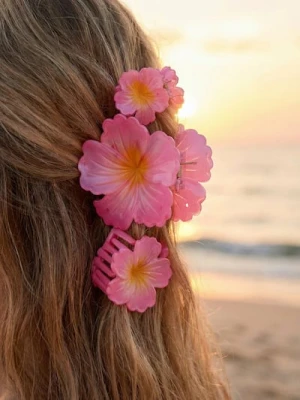 Sinsay - Spinki do włosów w kształcie kwiatów 3 pack - różowy