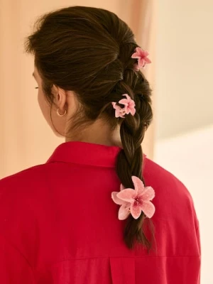 Sinsay - Spinki do włosów w kształcie kwiatów 3 pack - różowy