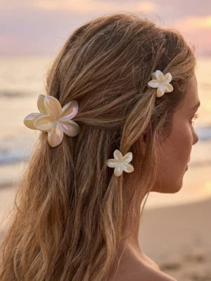 Sinsay - Spinki do włosów w kształcie kwiatów 3 pack - żółty