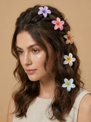 Sinsay - Spinki do włosów w kształcie kwiatów 6 pack - wielobarwny