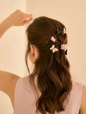 Sinsay - Spinki do włosów w kształcie motyli 6 pack - wielobarwny